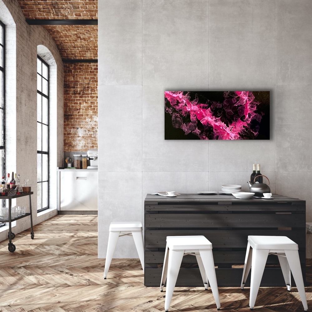 Painting - Fluid Art Original On 10x20 Canvas - Smokey Flowers